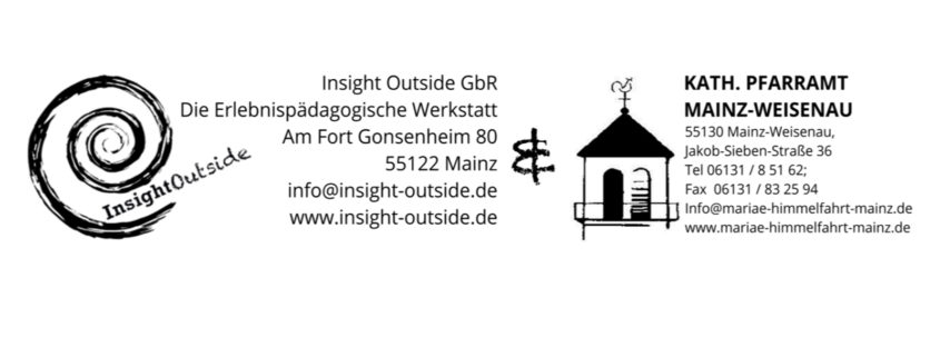 Logos und Adressen von Insight Outside und der kath. Pfarrgemeinde Mainz-Weisenau